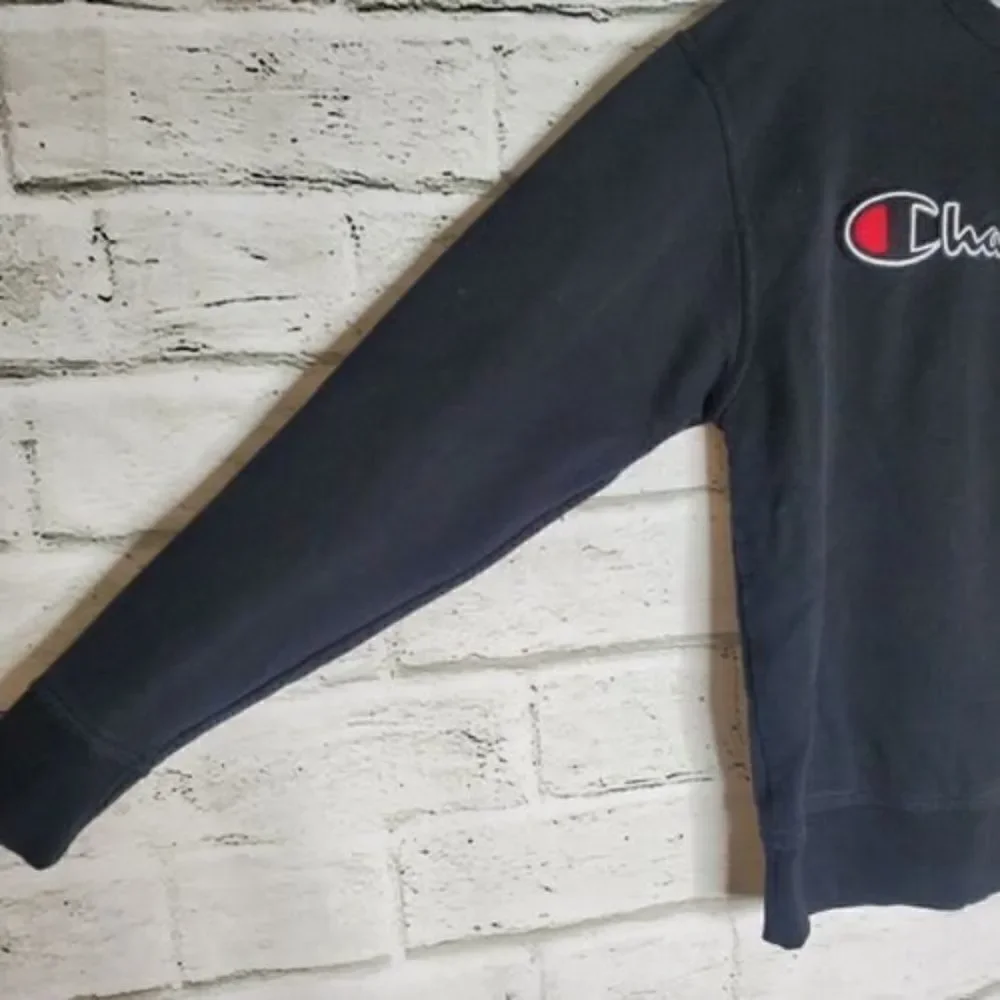 Champion Vintage 90's Spellout Black Crew Neck Sweatshirt Mens Medium
